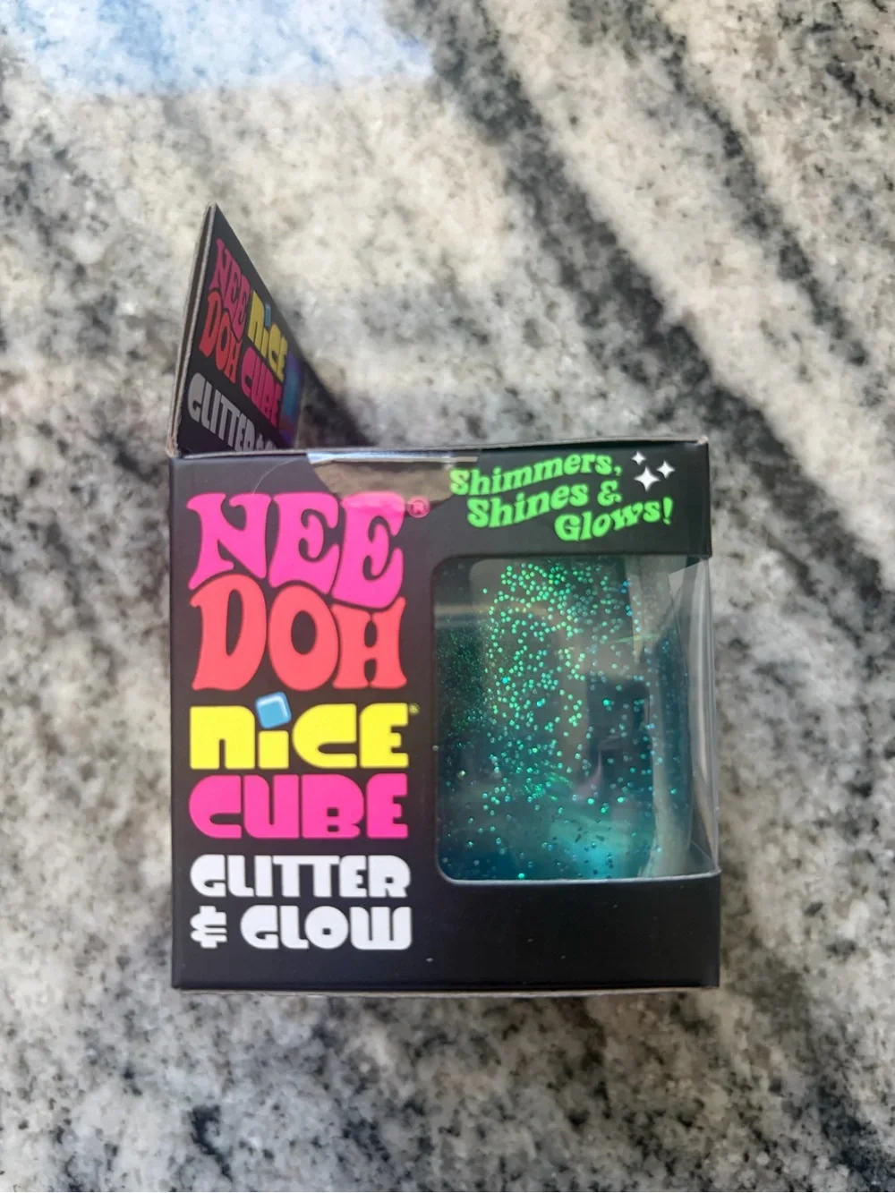 Nee Doh Nice Cube Glitter & Glow Super Blue Cube NEW Sealed Authentic NeeDoh